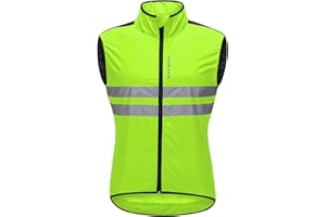 WOSAWE Men's High Visibility Cycling Wind Jacket Water Resistance Reflective Windbreaker