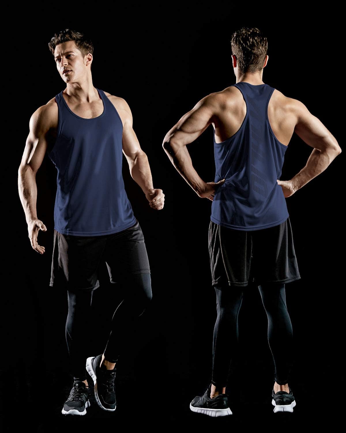 ATHLIO 3 Pack Men's Dry Fit Muscle Workout Tank Tops, Y-Back Bodybuilding Gym Shirts, Athletic Fitness Tank Top: Clothing