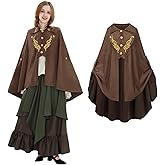 CR ROLECOS Medieval Cloak Women Renaissance Cloak Victorian Witch Cape for Halloween