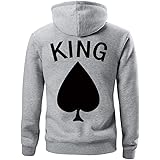 Nest Home King Queen Hoodies Couple Matching Striped Sleeve Crown Printed Pullover Hooded Sweatshirts Set