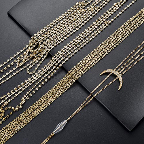 Ofeiyaa 4PCS Body Chain Jewelry Bra Chain Retro Waist Belt Chain Suit Bikini Beach Boho Chain Set Women Girls Gold Tone - Thumbnail 2