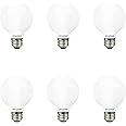 LEDVANCE SYLVANIA LED TruWave Natural Series Globe G25 Light Bulb, 60W=6W, Dimmable, Frosted, 2700K, Soft White - 6 Pack (40889)