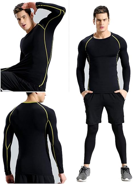 Amazon Co Jp メンズフィットネスウェアセット 3本のメンズフィットネスジムの服セットスポーツウェアトレーニング服メンメンズアクティブウェア Color Yellow Size 5xl ホーム キッチン