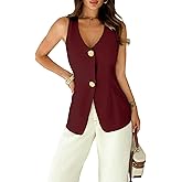Mina Self 2025 Womens Summer Sleeveless Vest Tops Breasted V Neck Casual Work Slim Outwear Suit Jacket.