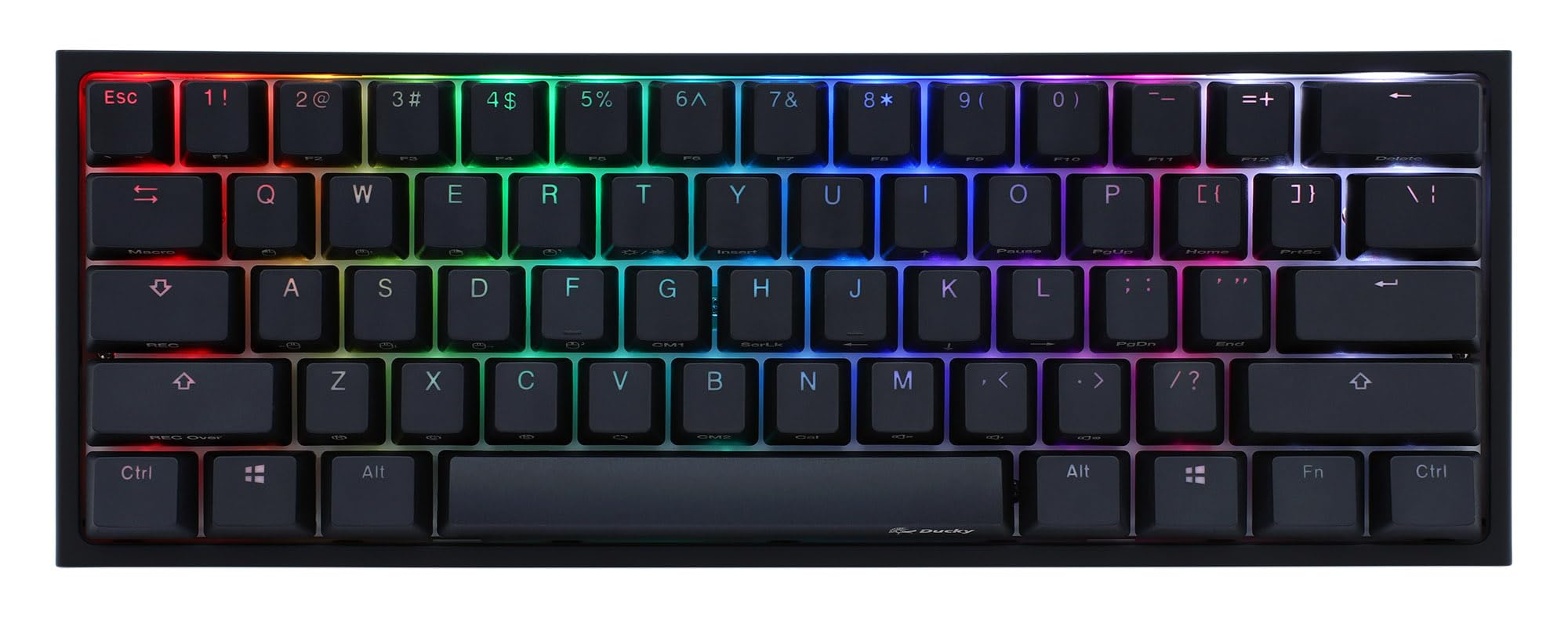 Ducky One 2 Pro 60% Mechanical Keyboard: QUACK Mechanics Dampening, Cherry MX2A Red Switches, High-Density PBT doubleshot Keycaps, RGB, US, Blackout