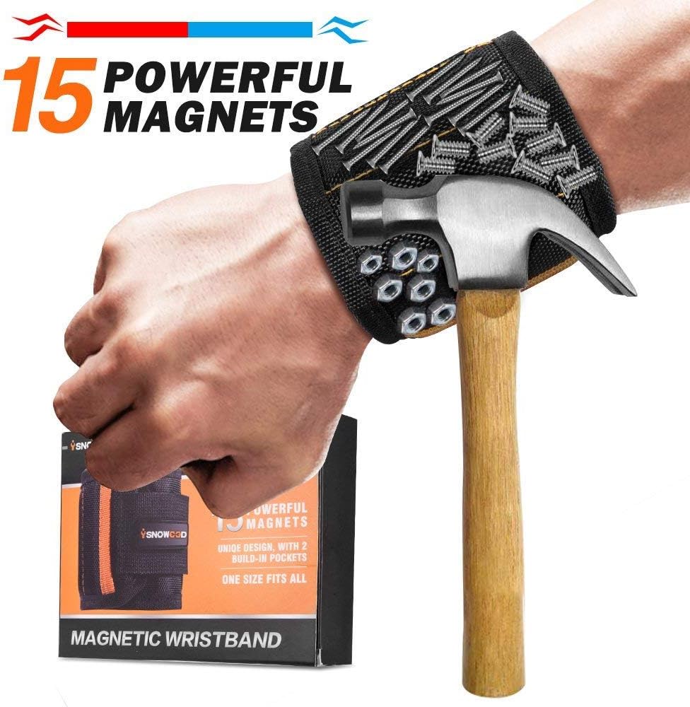 Magnetic Wristband - Super Strong Magnets with Breathable Material, Adjustable Wrist Strap for Holding Screws, Nails, Bolts, Drill Bits and Small Tools - Best Unique Tool Gift for DIY Handyman