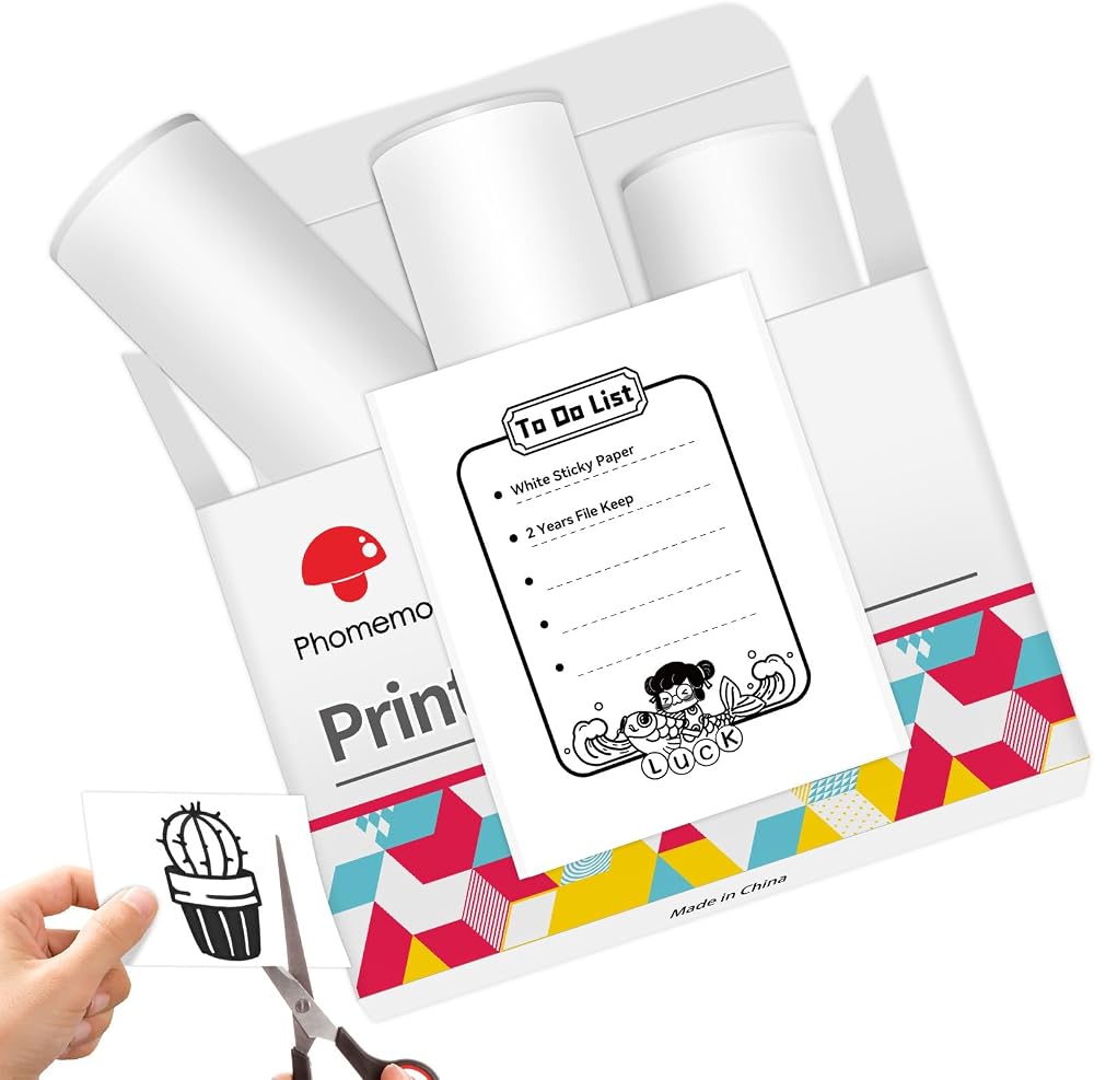 Phomemo Sticker Paper 53mm x 3.5m Black on White 3 Rolls M02X/T02/M02L/Q02