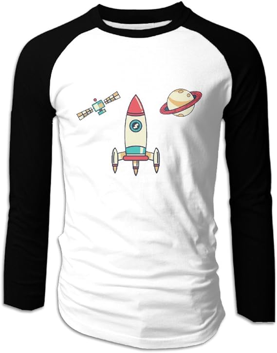 Amazon Aethertime メンズ ラグラン 長袖tシャツ ロケット 天体 惑星 国際宇宙ステーション 宇宙柄 ロングスリーブ Tシャツ カットソー 通販