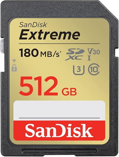 SanDisk 512GB Extreme SDXC Memory Card UHS-I U3 V30 180MB/s RescuePro Deluxe