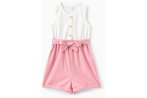 PATPAT Kid Girls Jumpsuit Summer Overall Sleeveless Floral Solid Cute Print Outfit Romper Clothes 6-14 Years