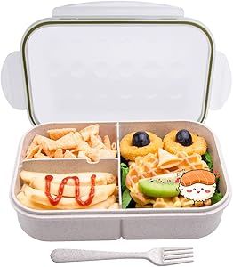Bento box for Kids,MissBig Ideal Bento Lunch Box,Leak Proof and Food Seperated,Mom’s Choice Kids Lunch Boxes,No BPAs and No Chemical Dyes,Microwave and Dishwasher Safe.