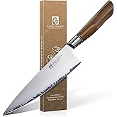 Purple Dragon Chef Knife 7.8 Inch, Ultra Sharp Japanese Kitchen Knife, German Vg10 Steel Meat Cutting Chopping Dicing Vegetables, Ergonomic Wooden Handle - Christmas Gift for Men and Women