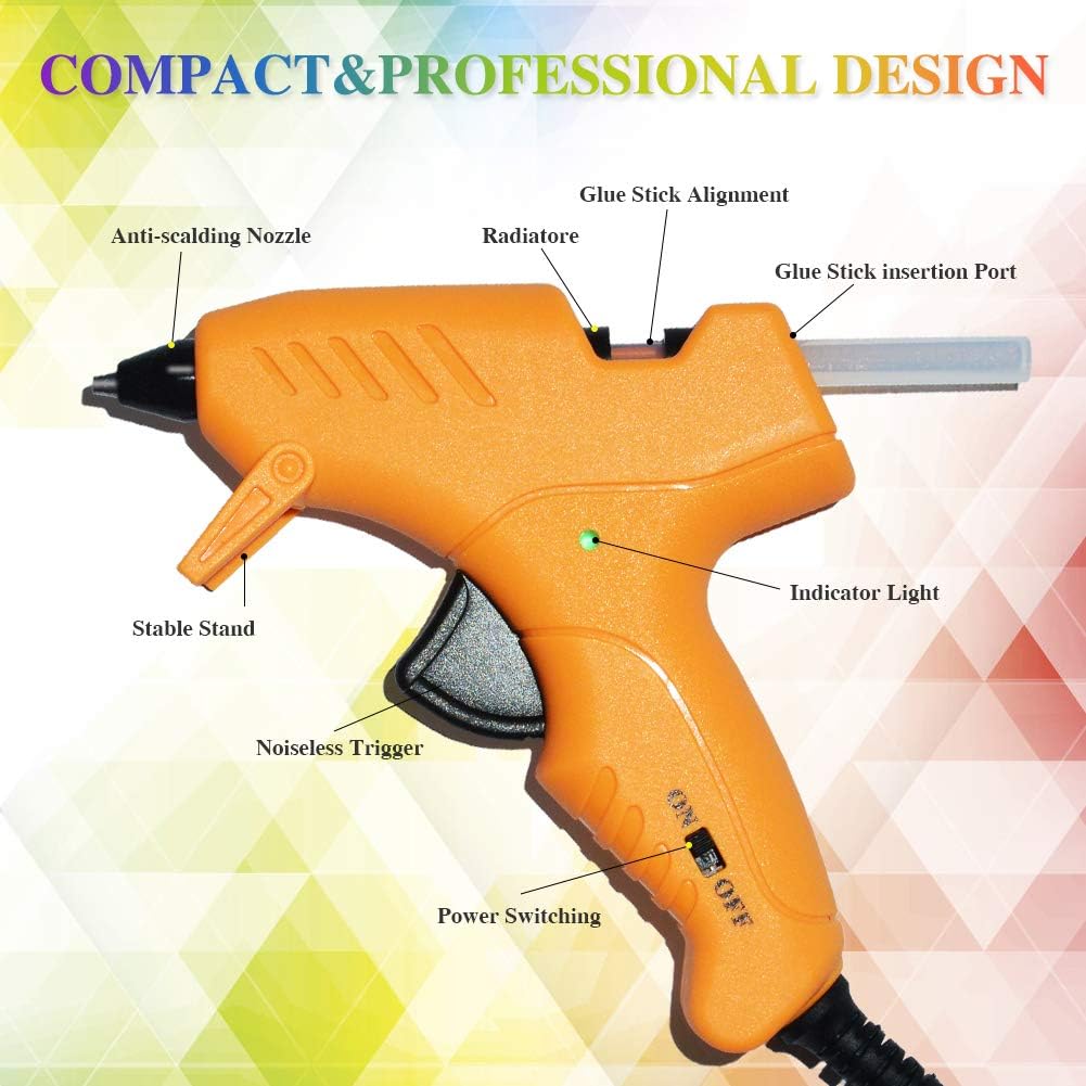 Mini Hot Glue Gun, Hot Glue Gun for Kids 20W High Temperature Mini Size Hot Melt Glue Gun Kit with 18 pcs Glue Sticks for Packaging, Quick Home Repair, DIY & Crafts and Festival Decorations