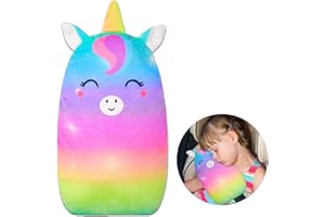 FIODAY Car Seat Belt Covers for Kids Unicorn Seat Belt Pillow Soft Seat Belt Cushion Adjust Seat Strap Pillow Head Neck Support for Children Boys Girls Travel, Rainbow
