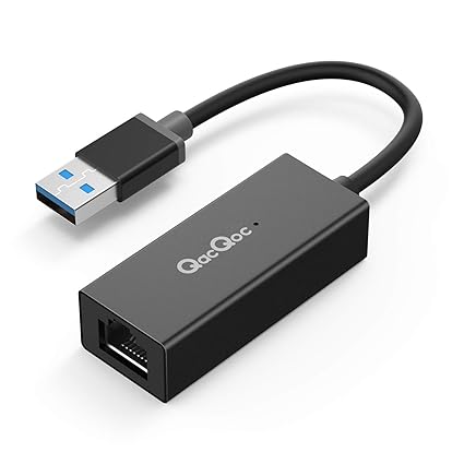 QacQoc USB LAN Adapter, USB 3.0 auf RJ45 Gigabit Ethernet Netzwerkadapter unterstützt 10/100/1000 Mbps für HP,Dell,Matebook, 
