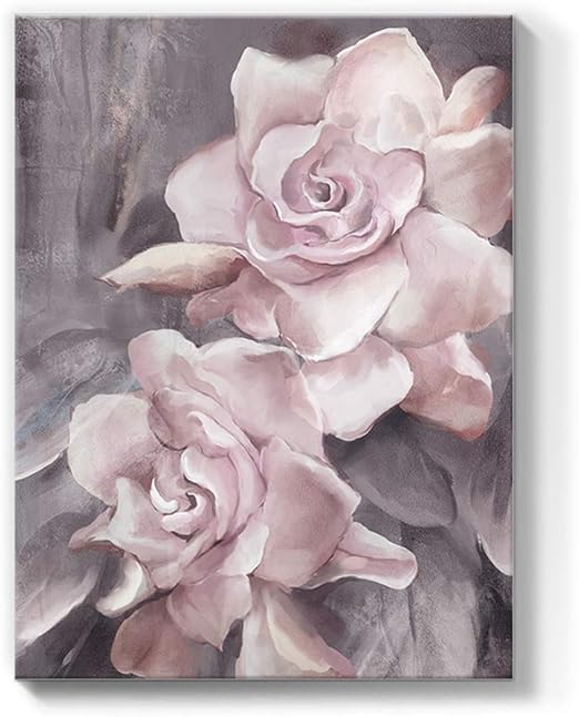 Amazon Com Lamplig Flowers Canvas Wall Art Floral Prints Pink And Gray Rose Pictures Modern Paintings Romantic Artwork For Bedroom Bathroom Office Living Room Home Room Wall Decor 12x16 Inch Home Kitchen