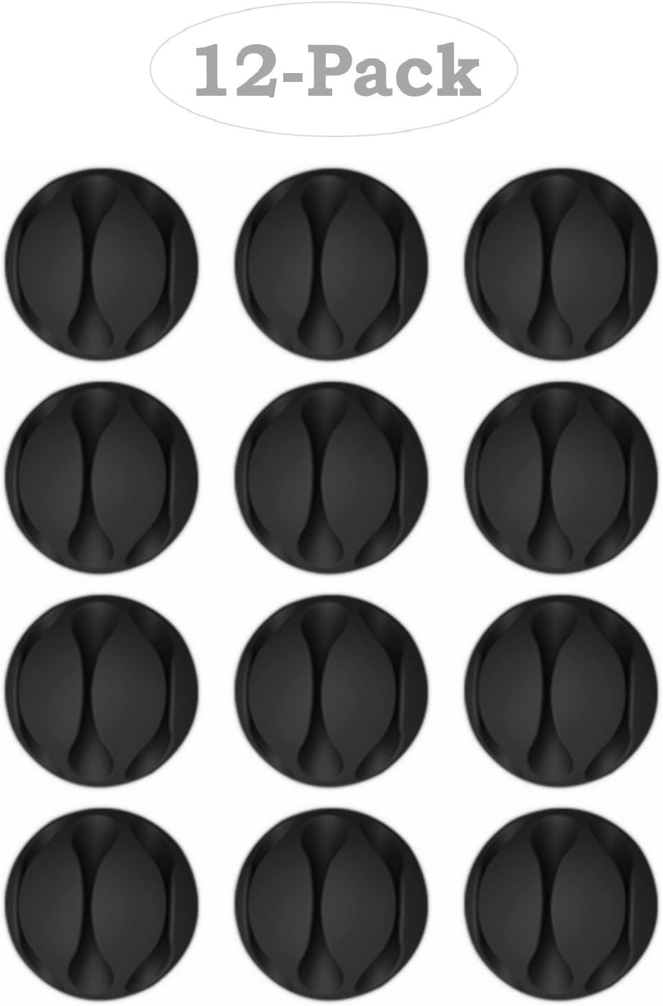 Cable Management and Cord Organizer - 3-Channel Cable Clip (Set of 12, Black) I Cord Holder, Cable Hider for TV PC Home Office I