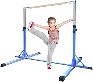 FBSPORT Gymnastik horizontale Bar Ausrüstung gymnastische Turngerät Turnreck für Kinder,Verstellbare Höhe Stabile Home Hohe Bars(Blue)