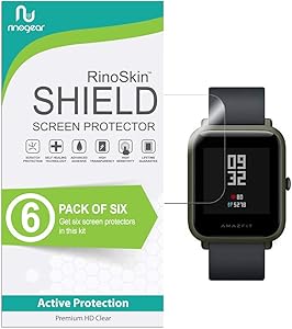 (6-Pack) RinoGear Xiaomi Huami Amazfit Bip Screen Protector Case Friendly Screen Protector for Xiaomi Huami Amazfit Bip Accessory Full Coverage Clear Film