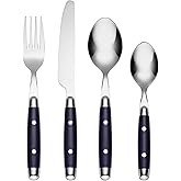 Cambridge Jubilee Blue 16-Piece 18/0 Silverware Set for 4, Flatware | blue, dishwasher safe | includes knives, forks, and spoons | heavy duty, cutlery set for kitchen and dining, utensil set