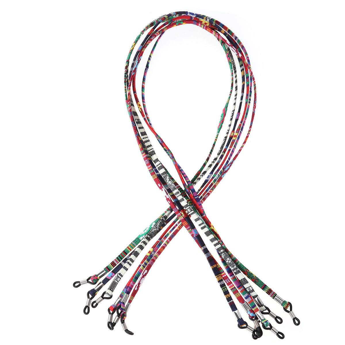 Toyvian 6pcs Ethnic Style Eyeglass Holder Chain Cotton Wool Eyewear Retainer Womens Mens Sunglasses Eyeglasses Strap (Ethnic Green + + Ethnic Purple + Ethnic Red + Ethnic Grey + Colorful Wine Red)