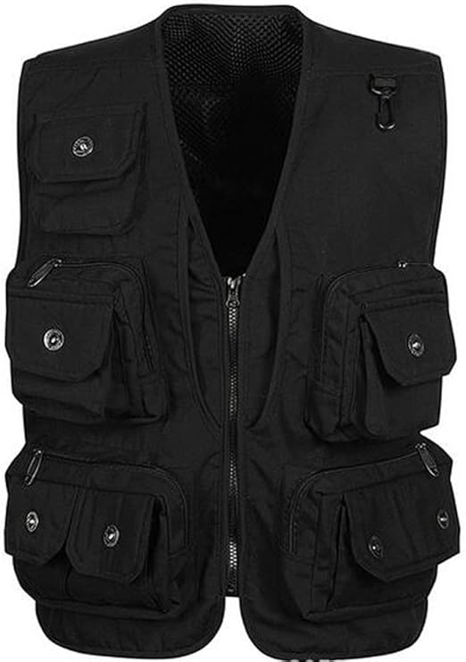 T TOOYFUL Mens Multi Pocket Jacket Vest Waistcoat Fisherman Fisher Bird