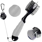 Hiker Golf Club Cleaning Brush with Groove Cleaner, Dual Sided Golf Club Brush, Oversized Wire and Nylon Brush Heads, 2ft Retractable Zipline Carabiner &amp; Comfortable Rubber Grip Golf Accessories