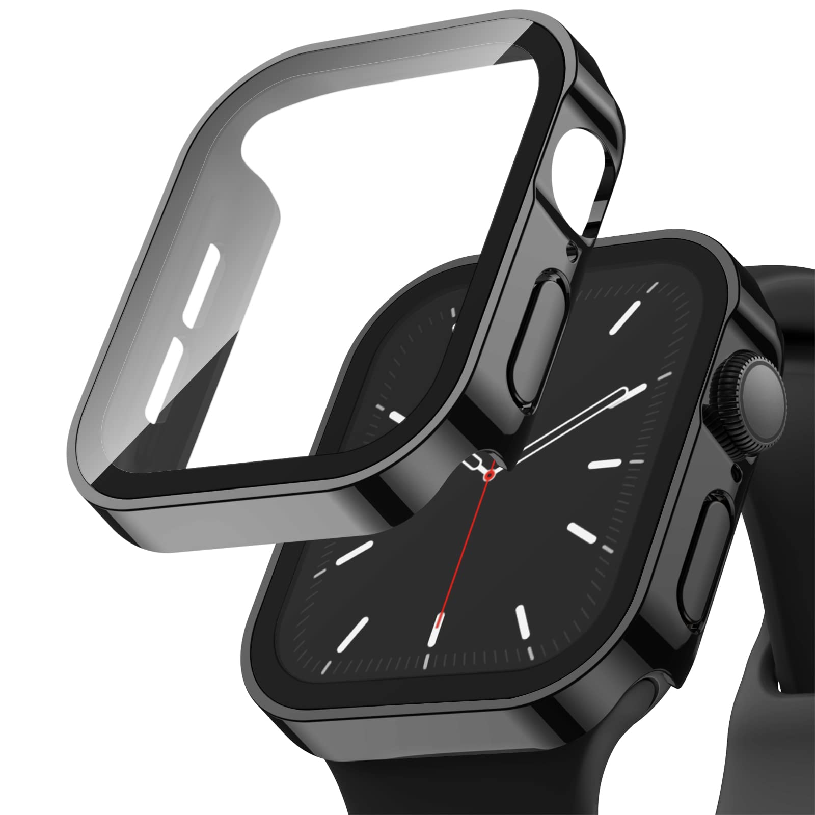 Recoppa 2 Pack Hard Case Compatible for Apple Watch 40mm Series 6 SE 5 4 with Tempered Glass Screen Protector, Black Ultra-Thin Durable Water-Repellent Cover for iWatch Black*2