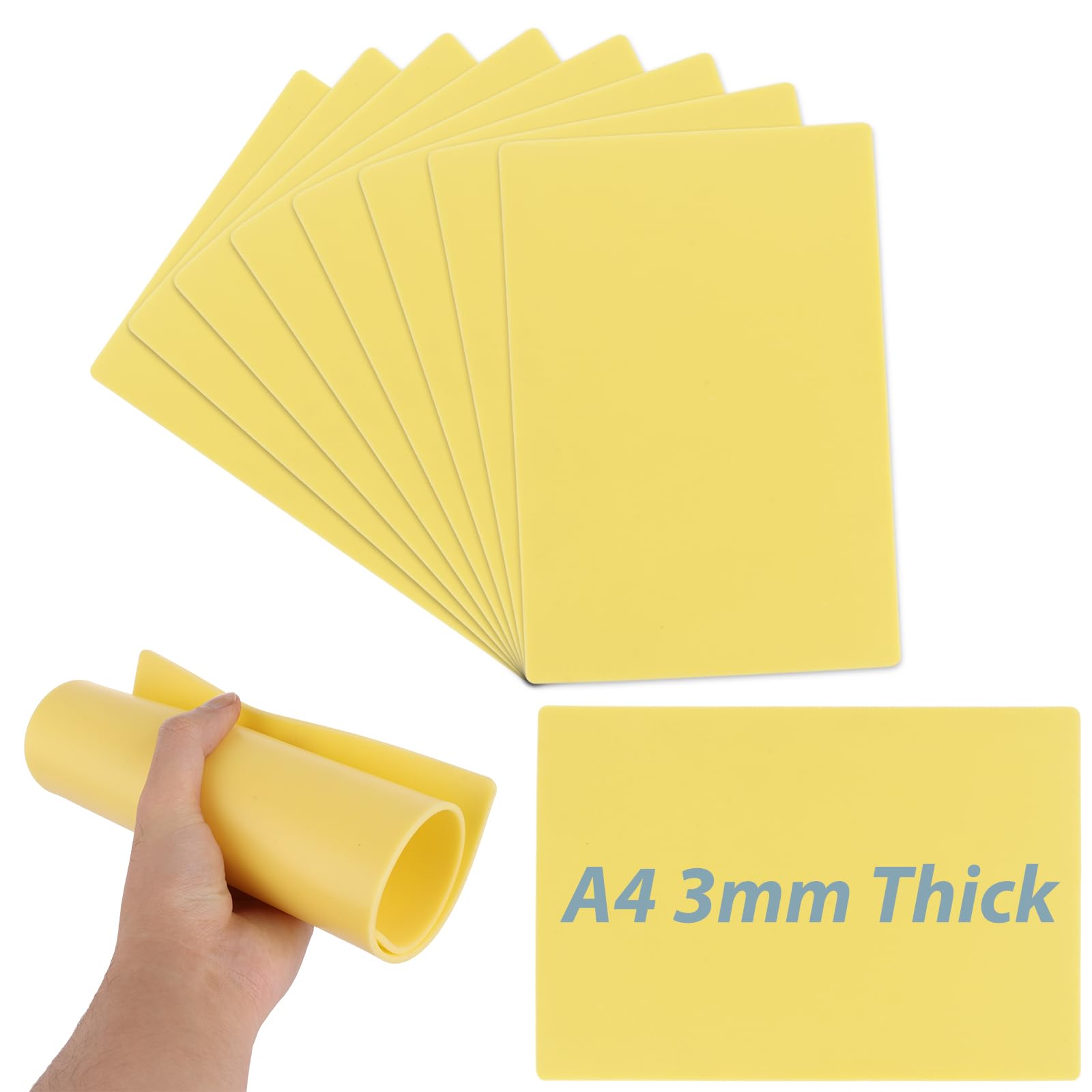 LOPYXBR 8 Pcs Tattoo Skin Practice, 3mm A4 Double Slides Tattoo Practice Skin, Silicone Tattoos Skins 12 x 8 Inch/30 x 20 cm Yellow Blank Fake Skins for Tattoos Beginners Eyebrow Practices