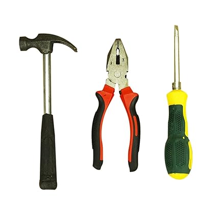 AVMART Multi Purpose Home/Office Quality Hand Tool Kit Set of 3 Hammer, Plier, Screwdriver