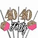 Chic 40th Birthday - Pink, Black and Gold Paper Straw Decor - Birthday Party Striped Decorative Straws - Set of 24