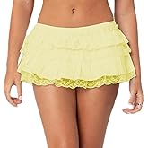 Seyumixi Women Lace Ruffle Bloomer Skirt Frill Tiered Short Skater Skirts Cute Layered Flowy A Line Mini Underskirt