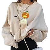 CERYIWER Womens Halloween Sweatshirts Funny Pumpkin Sweater Long Sleeve Oversized Pullover Tops