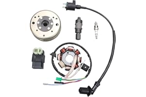 YLQYYH Magneto+CDI+Lgnition Coil+Spark Plug+otor Puller Stator Magneto Flywheel 8 Pole Stator Accessory Replacement kit for GY6 125cc 150cc Scooter moped motorcycle
