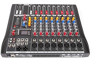 DNYSYSJ Bluetooth Studio Audio Mixer Sound Mixing Console Desk System Interface w/USB Drive for PC Recording Input AC 110V for Professional and Beginners Recording Function (8 Channel)