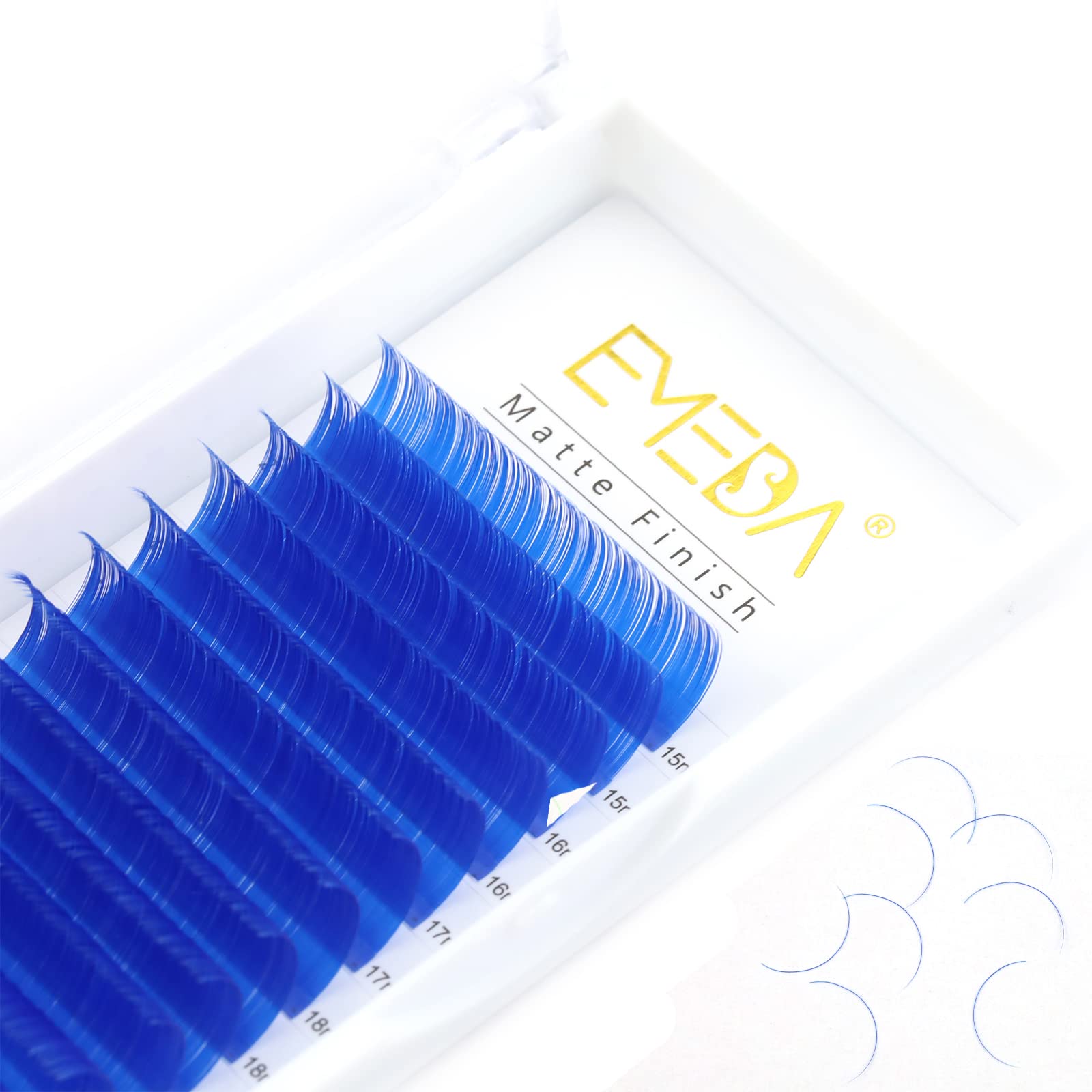 EMEDA Blue Eyelash Extensions Flat Lashes Colorful Blue Light Lash Extensions 0.07mm D Curl 9-15mm Mixed Matte Individual Salon Use Lashes Extensions (0.07mm D 9-15mm blue)