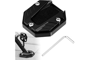 HABNVUON Motorcycle Kickstand Pad, Motorcycle Stand Pad, Aluminum Alloy Side Stand Foot Extension Support Plate, Motorcycle Parking Foot Plate Support Accessory for Snow Slippery Road (Black)