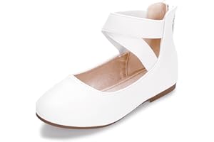 Hehainom Girls Dress Shoes Toddler Little Kids Gracy Ballet Mary Jane Ballerina Flats with Elastic Ankle Strap