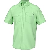 HUK Mens Diamond Back Solid Short Sleeve Button Down Shirt, Fishing Shirt for Men