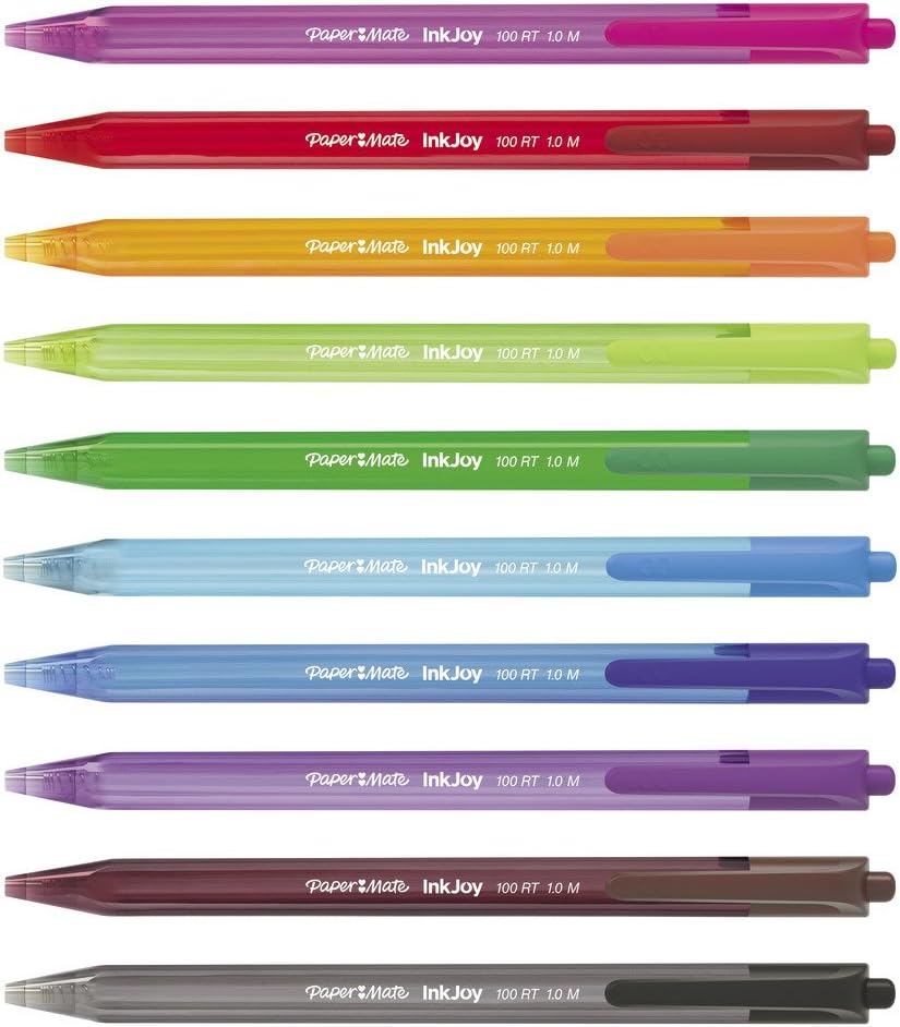 Paper Mate InkJoy 100RT Retractable Ballpoint Pens, Medium Point, Assorted, 20 Pack (1951396) : Office Products