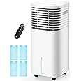 CENSTECH 4-IN-1 Portable Air Conditioners, Evaporative Air Cooler w/4 Modes & 3 Speeds, 15H Timer for Smart Auto-off, 2-Gal Tank for 20H Cooling,17FT Remote,No Hose Needed,120°Oscillating Swamp Cooler