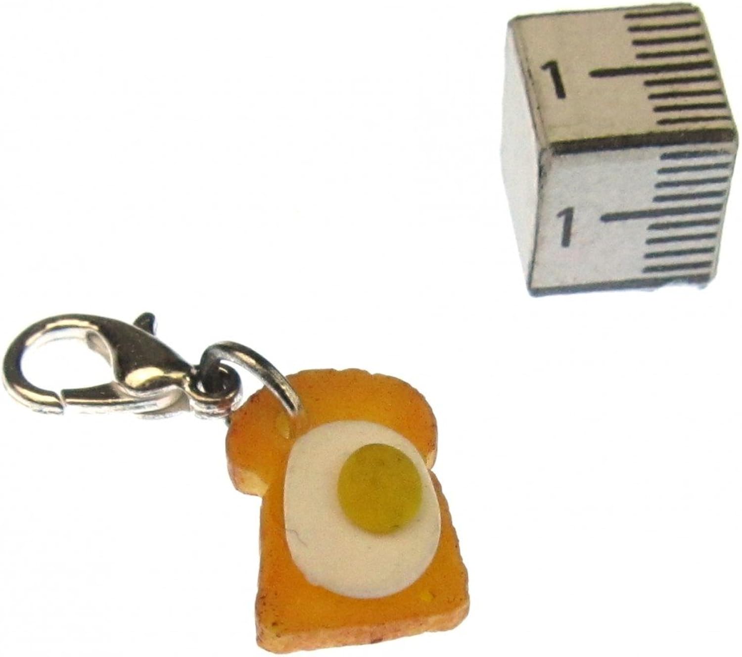 Miniblings Toast With Egg Charm Pendant Breakfast Bracelet Wristlet Food Bread, Red, 14mm - Image 3