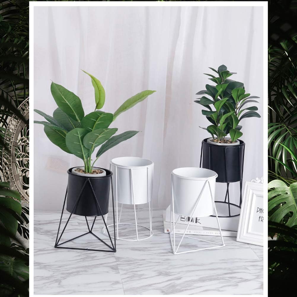 Indoor Flower Pot Succulent Planter Pot Geometric Iron Metal Stand (Black), 17.5 x 17.5 x 25cm - Image 3