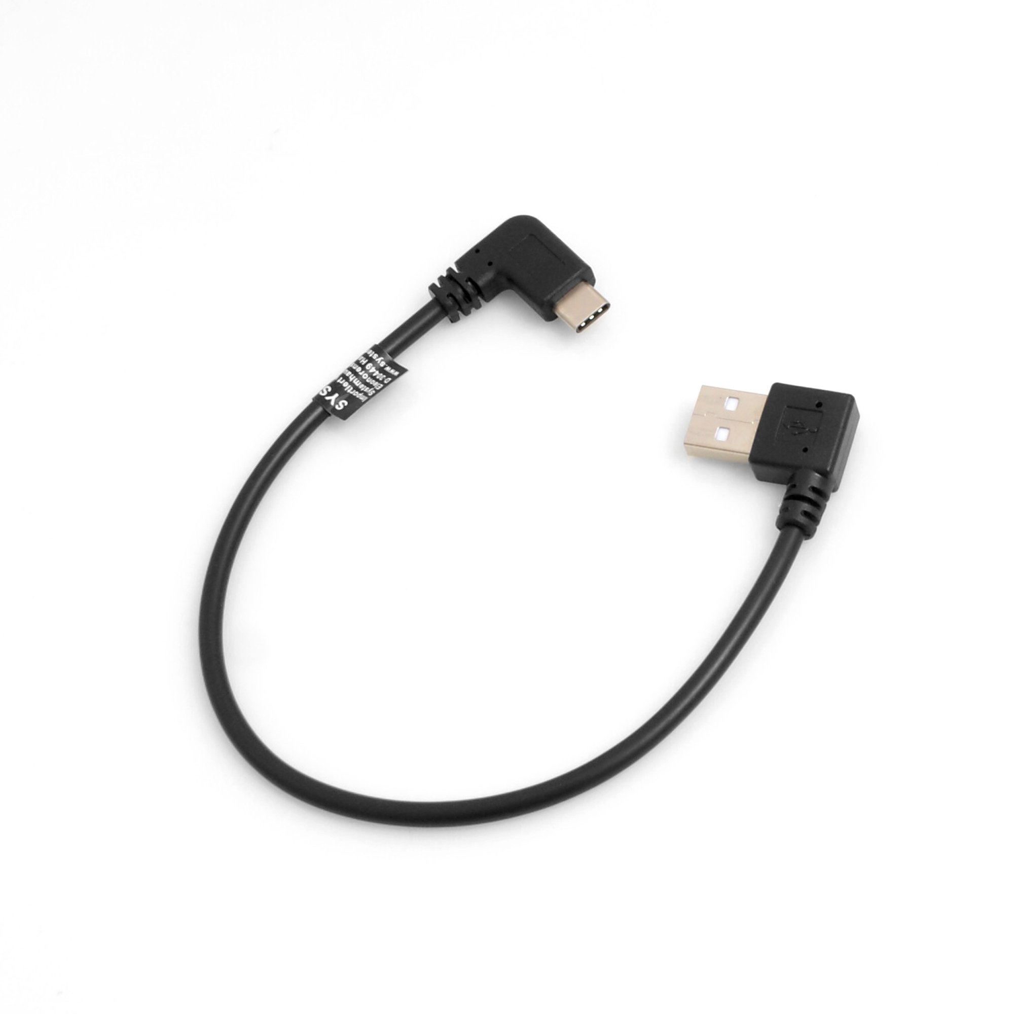 System-S USB 3.1 Type C 90 ° Angle USB 2.0 Type A 90 Degree Angled Plug and Cable Adapter Cable 27 cm