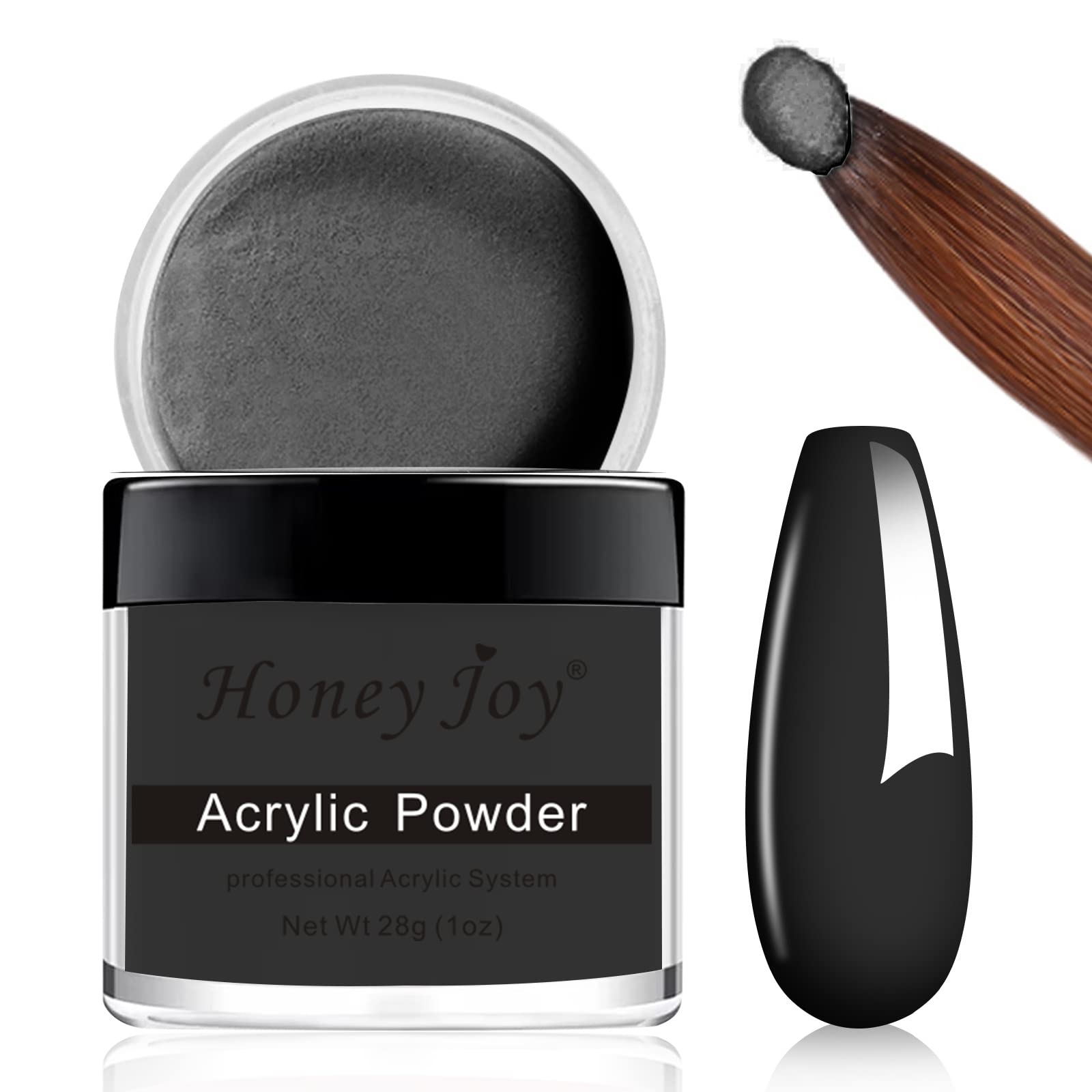 28g/box Acrylic Powder Professional White Clear Black Nude Acrylic Nail French Manicure Powder for Nail Extension Acrylic Nail System,HJ-NAP016 (Black)