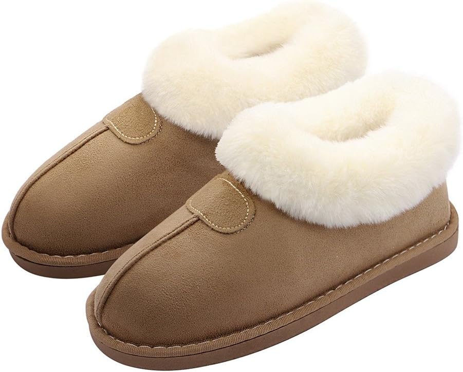 HomyWolf Womens/Mens Cotton House Slippers, Bootie Slippers Memory Foam Fleece Lining for Indoor/Outdoor