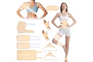 MILERONG Castor Oil Pack Wrap, 9 Pcs Organic Castor Oil Packs Kit for Neck Shoulder Waist Back Hand Knee Leg and Feet, Castor Oil Patches Reusable Pads Kit for Hot/Cold Oil Wrap Compress for Woman/Man【Khaki】