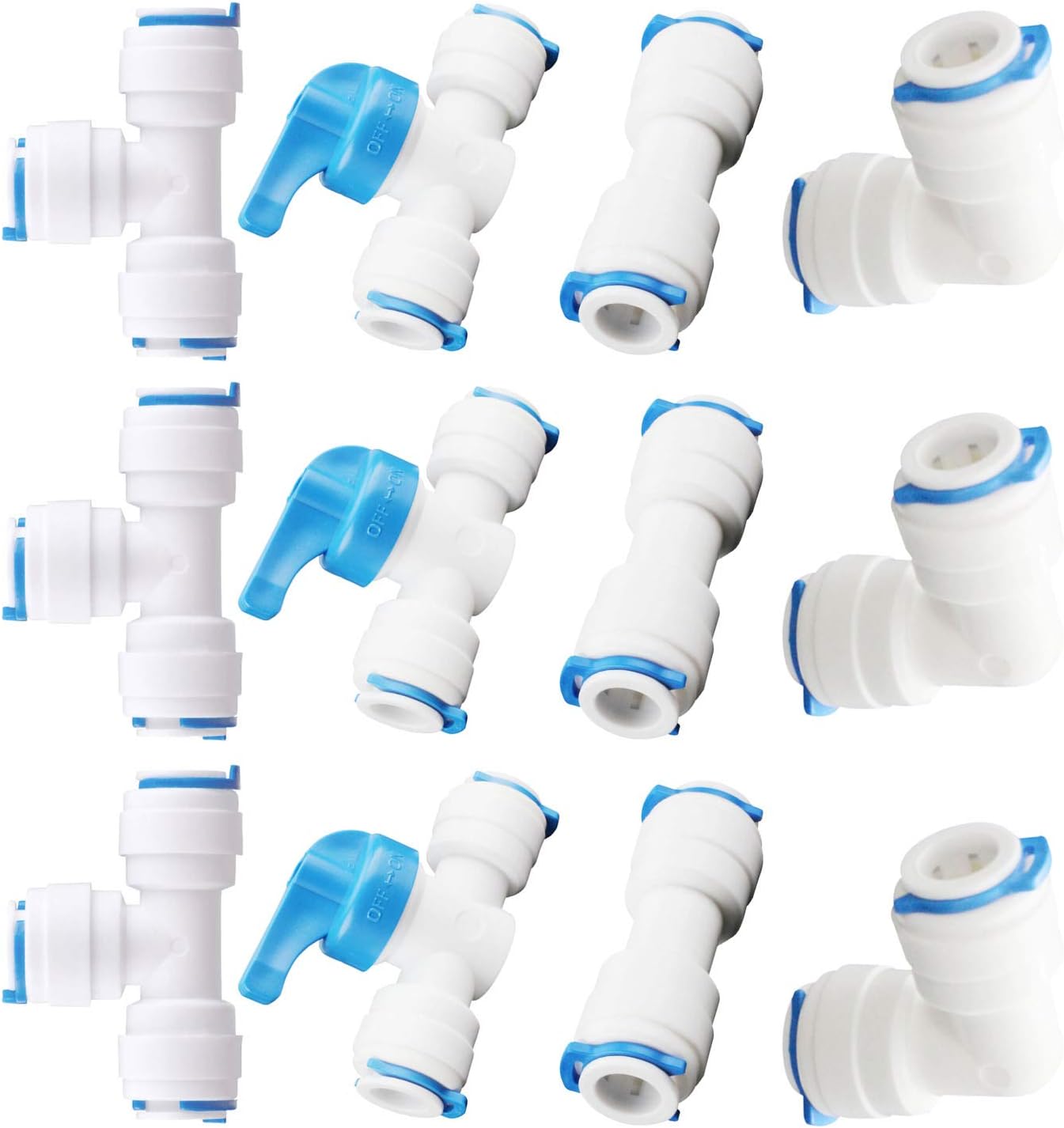 DGZZI 1Set 12-Pack Reverse Osmosis Aquarium Quick Fittings With Locking Clips 3/8" OD RO Water Filter Hose Tube Plastic Connectors
