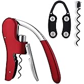 KEISSCO Wine Opener Set Vertical Lever Corkscrew Wine Bottle Opener with Foil Cutter And Extra Spiral