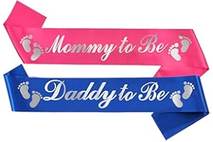 NAUXIUDSJS Mommy To Be Sash, Daddy to Be Sash, Gift Ideas for Soon to Be Parents, Pregnancy Announcement, Boy or Girl, Baby Shower Party Decorations, Mommy Supplies Gender Reveal, Pink Blue